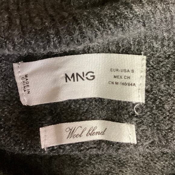 MNG Dark Gray High Waisted Wool Blend Knit Pull On Pencil Midi Skirt Size S - Picture 4 of 5